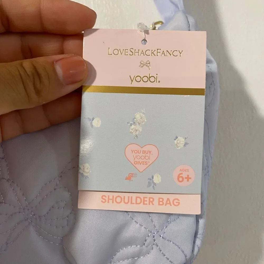 LoveShackFancy x Yoobi Lavender Quilted Bow Shoulder Bag NWT Kids